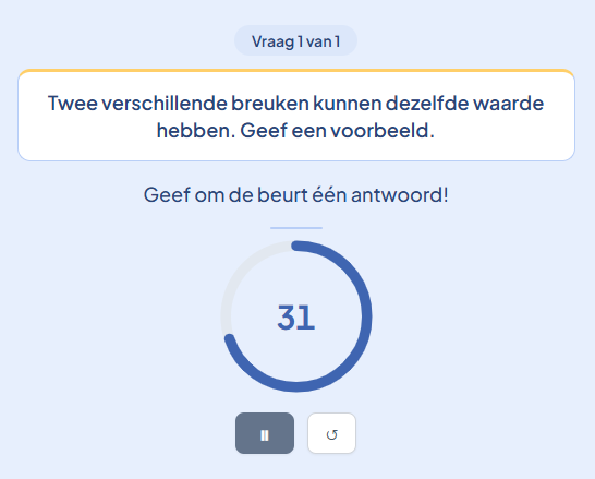 Om de beurt in de LudensFlow-speler: vraag op het klassenscherm met de antwoordtimer