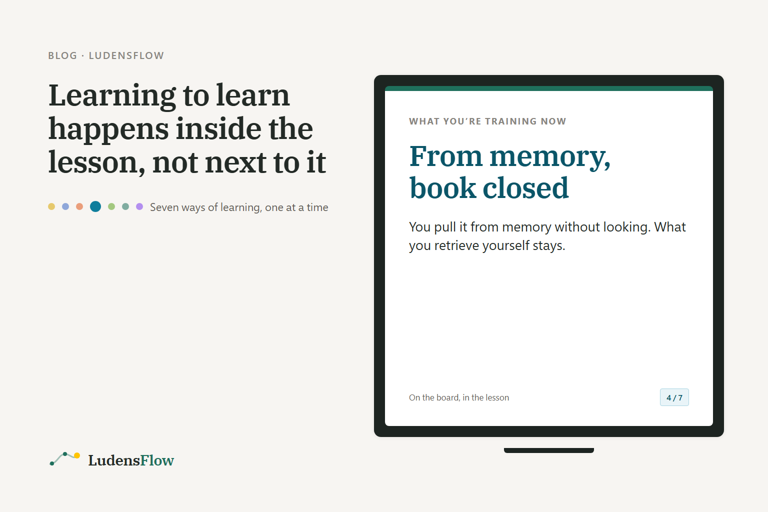 Learning to learn happens inside the lesson, not next to it