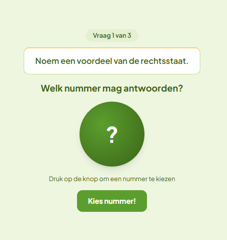 Welk nummer mag antwoorden? LudensFlow kiest een willekeurig nummer in de groep